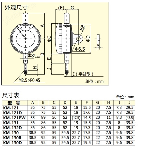日本得樂(lè)TECLOCK長(zhǎng)行程指針式百分表KM-121