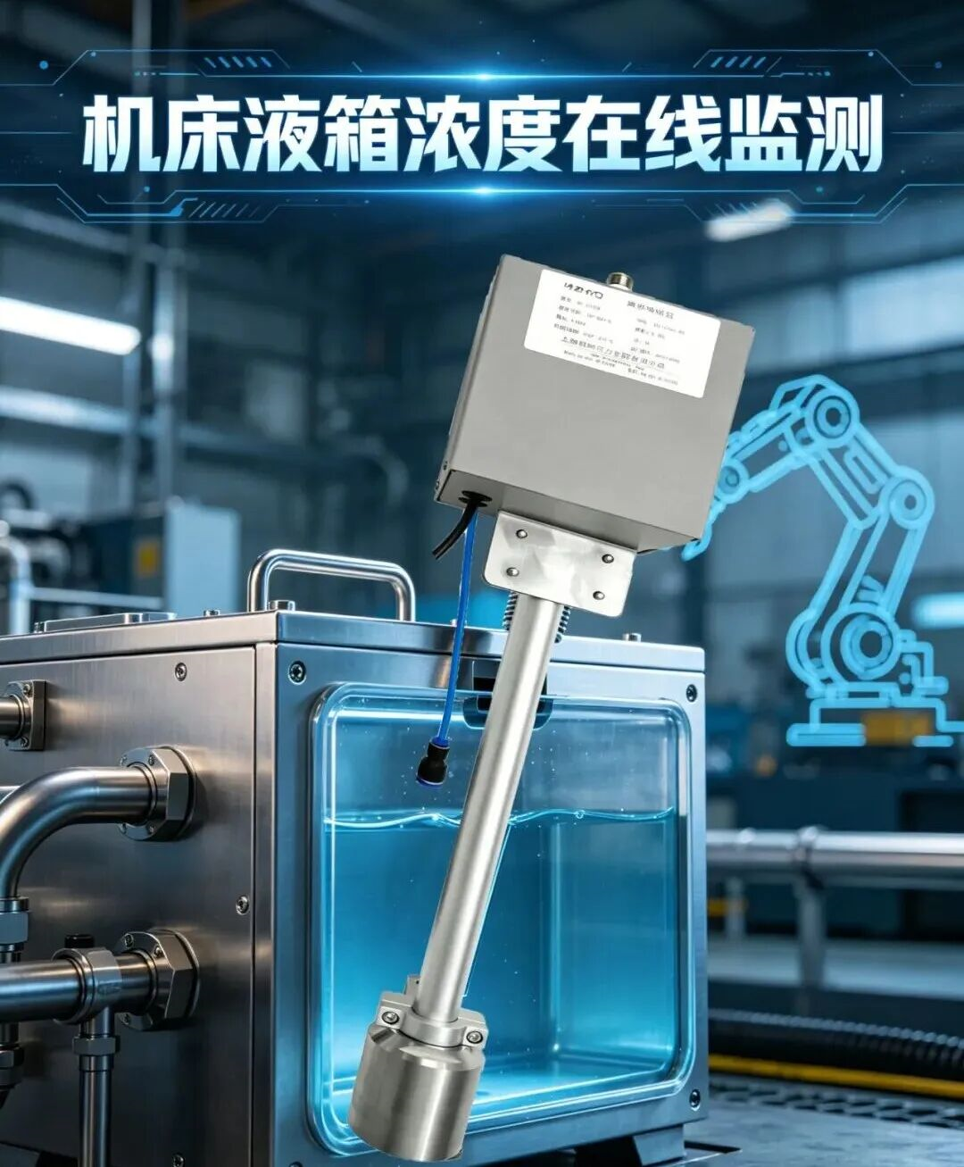 机床液箱浓度管控难？这款带气动清洗的在线浓度变送器，省心又精准！