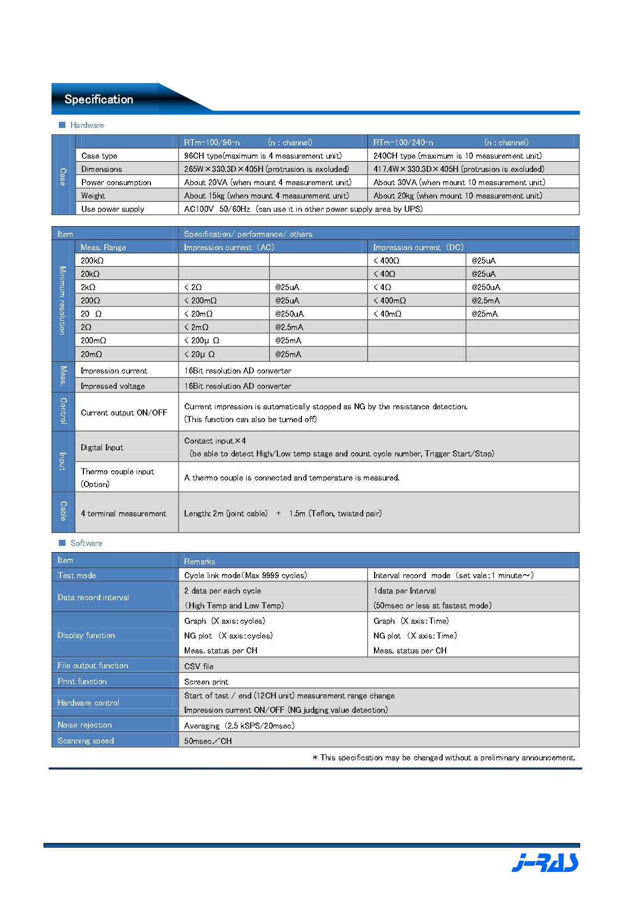 J-RAS 离子迁移导通电阻RTm系列中国总代理